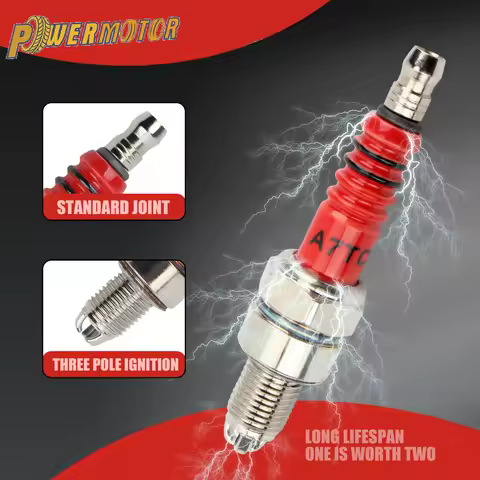 A7TC For GY6 Motorcycle 3 Electrode 10mm Spark Plug 50CC 110CC 125CC 150CC ATV Scooter Dirt Bike Go 