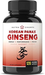 [USA]_NutraChamps Korean Red Panax Ginseng 1000mg - 120 Vegan Capsules Extra Strength Root Extract P