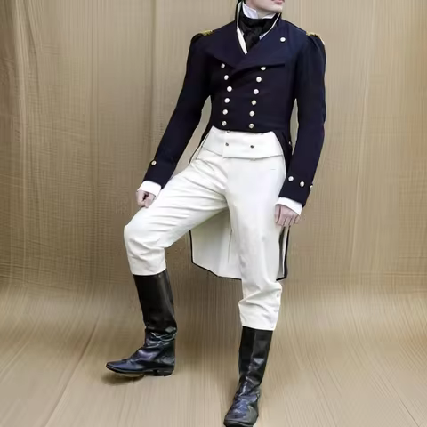 Mr. Darcy Cosplay Costume Navy Blue Regency Outfits Men Fancy Jane Austen Tailcoat Vest Pants Set Cu
