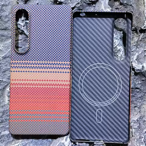 Magnetic Magnets For Magsafe Carbon Fabric Fiber Aramid Case For Sony Xperia 1 VII mark 7