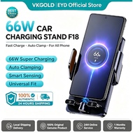 EYD F18 66W Car Wireless Charger Automatic Clamp Phone Holder For IOS Android