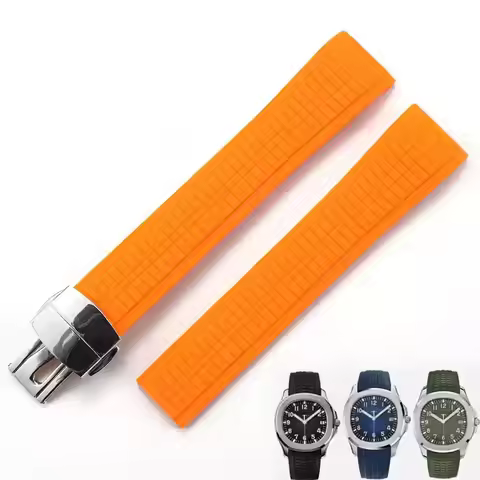 Premium-Grade Soft Rubber Watch Strap Fits For Patek Philippe Silicone 5164A 5167A 5168A 21mm Foldin