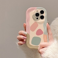 Samsung A30 A22 4G A25 5G G991 M12 Shockproof Pastel Pattern Wave Edge iPhone Case Korean Fashion
