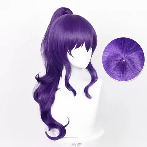 Anime Asahina Mafuyu Cosplla Wig Long Dark Purple Ponytail Wavy Asahina Mafuyu Wig Heat Resistant Sy