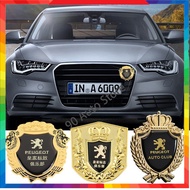 ‍ Modified Double Lion Shield Crown Metal Car Window Sticker Rear Decal for Peugeot 5008 4008 308 20