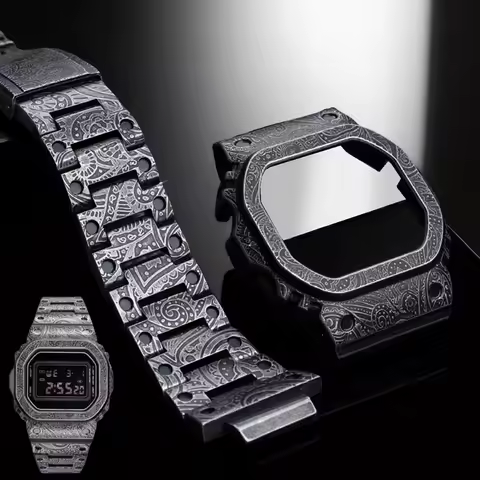 For Casio G-SHOCK watchband DW-5600 GW-B5600 GWM5610 GMW-B5000 retro old retrofitted metal stainless