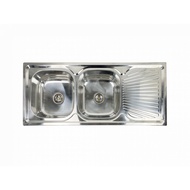 G.house CLOSE อ่างล้างจาน 2หลุมมีที่พัก SUS304 120x50x20ซม. MELAINA จัดส่งเร็ว