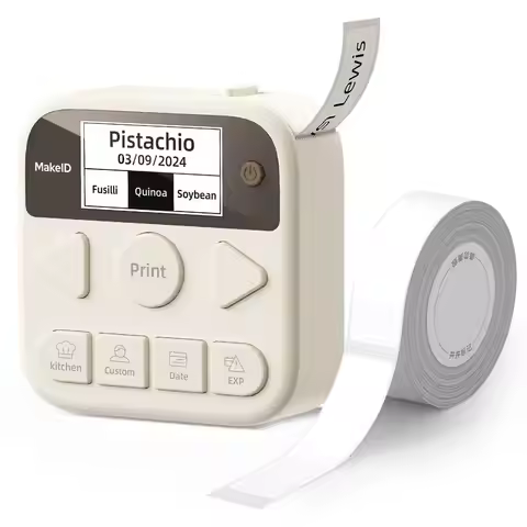 Makeid Label Maker Machine with Tape, S1 Pro Bluetooth LCD Display Labeler, One-Click Quick Print In