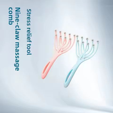 1 Pc Head Massager Scalp Neck Comb Roller Five Finger 9 Claws Steel Ball Hand Held Relax Spa Hair Ca