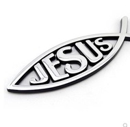 Car personality Christian Jesus fish-shaped JESUS car sticker Jesus fish tail sticker leaf side label sticker