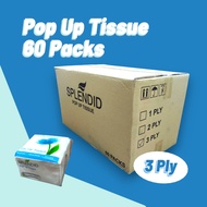 Splendid Pop Up Tissue Facial Tissue 3Ply 250pcs 60 Packs 190x100mm