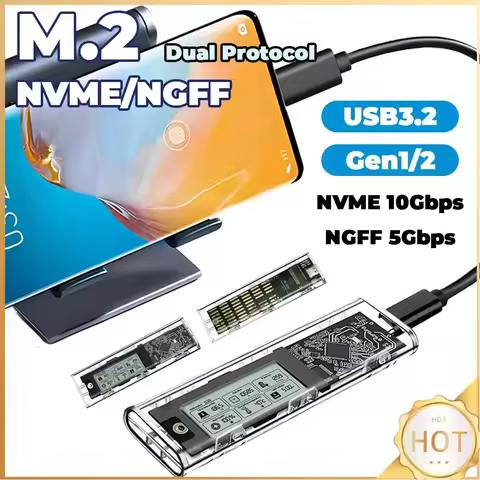 M.2NVME/NGFF Dual Protocol Solid State Drive Case Reusable Typc3.2 Hard Drive Case USB External M.2 