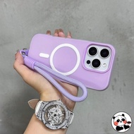 Magnetic Mette Phone Case With Strap For Vivo Y78 Y58 Y56 Y38 Y36 Y29 Y29S Y29T Y28 Y28S 5G 4G Luxur
