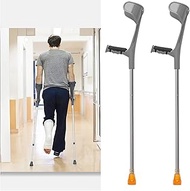 Ergonomic Forearm Crutches,Aluminum Crutches for Adults,Lightweight Non-Slip,Crutches for Walking,Support After Injury Or Surgery,10 Stops Adjustable,Handicapped (Grey) Fashionable