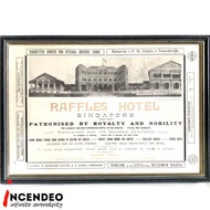 Vintage Singapore Raffles Hotel Advertisement Poster in Frame