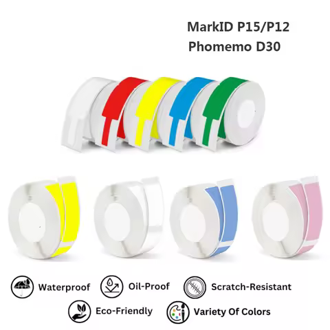 1Roll Bluetooth Label Printer Thermal Label Maker for MarkeID P15/P12 D30 with Adhesive Label Tape H