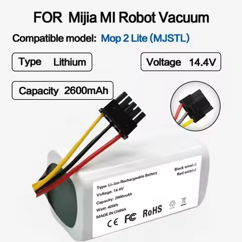 14.4V 2600mAh Battery N011-4S1P for Xiaomi Mi Robot Vacuum-Mop 2 Lite, MJSTL, Xiaomi Robot Vacuum E1