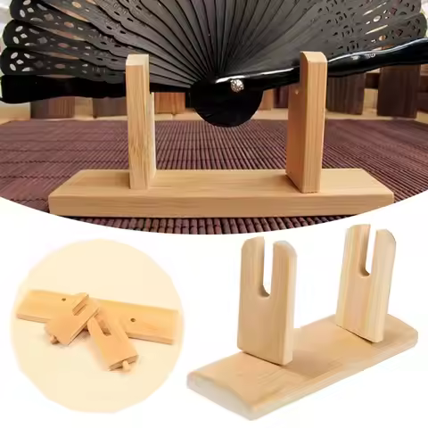 Durable Bamboo Chinese Folding Hand Fan Stand Base Fan Display Stand Folding Hand Fan Stand Display 