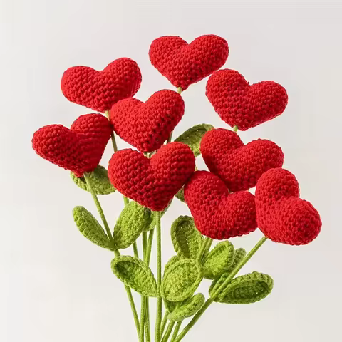 3pcs/6pcs handcrafted heart-shaped bouquets, heart-shaped flowers, Valentine's Day, Mother's Day, sp