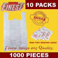 [1 Bundle - 1000 pieces] SHURE FINEST PLASTIC SANDO BAG [WHITE] MINI TINY MEDIUM LARGE [Heavy Duty W