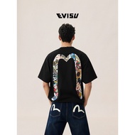 Streetwear Brand Unisex Loose T-Shirt 200GSM 100% Cotton Japanese Ukiyo-e Big M Graphic Print Youth 