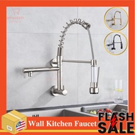 ⚡Wall Faucet⚡ Kitchen Pull Out Faucet Kitchen Sink Wall Mounted Single Cold Stainless Steel Pull Dow
