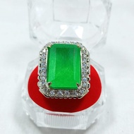 SILVER RING 926 NATURAL BURMA JADE STONE