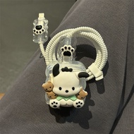 Cartoon Pochacco Silicone iPhone Charger Protector Case Set 40W Soft Charger Case Cable Protector fo