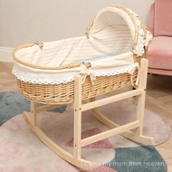 New Upgrade Wooden Portable Baby Cradle Bed with Roller Baby Rocker 360 Degree Rotating Wheel Newbor