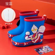 A-T💝Ultraman Children's Rain Boots Boys Rubber Shoes Anti-Slip Rain Boots Children Shoe Cover Baby Boys Waterproof Mediu