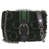 Longchamp Amazone 天鵝絨深綠色單肩包，成色極佳，綠色，1912 年款 [二手] Longchamp