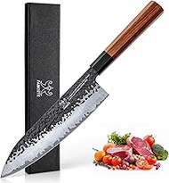 FAMCÜTE 8 Inch Japanese Gyuto Chef Knife, Hand Forged Kitchen Japanese Chef Knife, Rosewood Handle 3