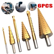 4mm-32mm 6Pcs Gerudi Step Drill Bit Titanium Coated HSS Drill Bit