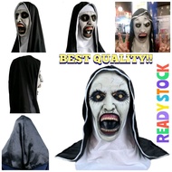 topeng seram hantu rumah hantu halloween nun Horror Scary Nun high quality Latex Mask Headscarf Valak Cosplay Costume