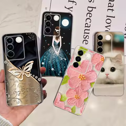 For Vivo V27 Pro Case V2230 Stylish Painted Cover Clear SIlicone Soft TPU Phone Case For Vivo V27e V