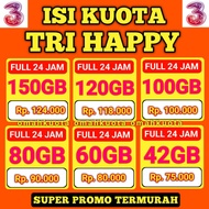 PAKET DATA TRI MURAH - KUOTA TRI HAPPY 150GB 100GB 60GB 42GB 20GB 10GB - KUOTA TRI PROMO