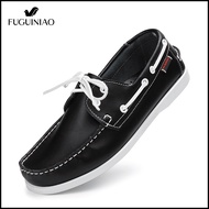 Fuguiniao รองเท้าลำลองผู้ชายหนังแท้รองเท้าโบ๊ทชูส์สไตล์อังกฤษผูกเชือกหรูหราพลัสไซส์38-45ใหม่ฤดูใบไม้ผลิ2022