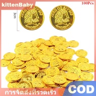 kittenBaby 100Pcs bag Gold Fake Coins Shining Pirates Plastic Coin Party Currency Toy Game