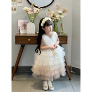 Princess dress with MOON BEIGE BROWN color combination, soft and beautiful for babies