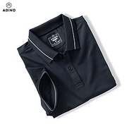 Áo thun có cổ nữ màu đen phối viền ADINO vải polyester cotton không bai xù dáng công sở slimfit hơi 