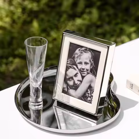 Stainless Steel Picture Frame, Magnetic Photo Frame with Glass Panel, Luxury Accessory, 7 x 9 inch f