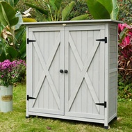 Outdoor Storage Cabinet Tools Sundries Cabinet Multi-Functional Rainproof and Sun Protection Anti-Corrosion Solid Wood Garden Balcony Locker/Outdoor Waterproof Storage / Shoe