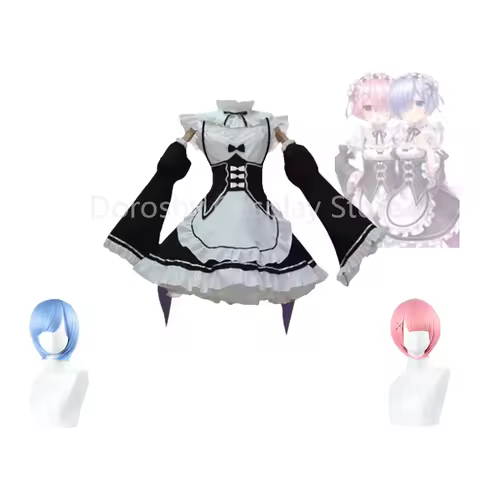Anime Re:Zero - Starting Life in Another World Ram Rem Maid Cosplay Costume Wigs Anime Halloween Mai