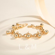 LANME JEWELRY Gelang Premium Bola Model Lapis Emas 18K Titanium Asli Tidak Mudah Bekarat Rantai Y971
