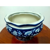 Inc Ppn- Keramik Pajangan Pot Bunga Biru Dongker Bulat Besar