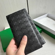 B Braided Imported Cowhide Half Fold Long Wallet bv Black and Red Two 2 Fold Wallet Long Wallet