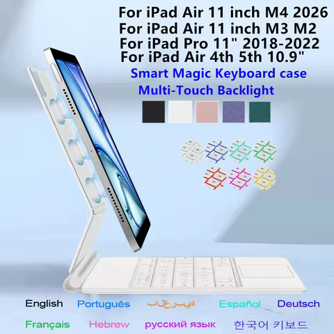 Magic Keyboard for iPad Air 11 inch M4 2026 M3 M2 Pro 11'' Smart Magnetic Case Multi-Touch Backlight