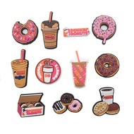 Dunkin' Donuts Themed Crocodile Print Flower Decorated Shoes