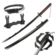 {tygkjgk} 41 inch Kurosaki Ichigo Katana Black Wood Blade Zangetsu Decorative High Quality Cosplay P