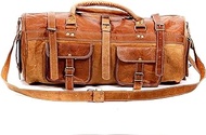 Leather Duffel Bag for Travel, Russet Brown, Luggage